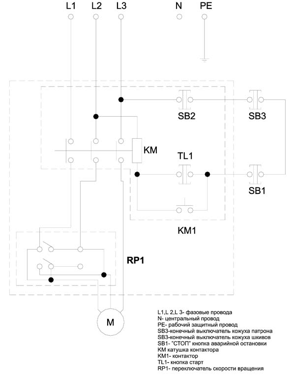 Схема електрична принципова токарного верстата SPA-500 SPA-500 Схема електрична принципова токарного верстата